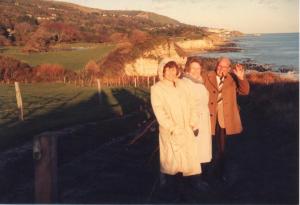 Mum Dorothy & Trevor on IOW cliffs at sundown