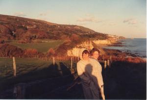 Mum & Dorothy on IOW cliffs at sundown