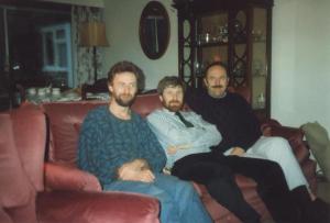 Terry Peter Chris on sofa, Hadley Wood